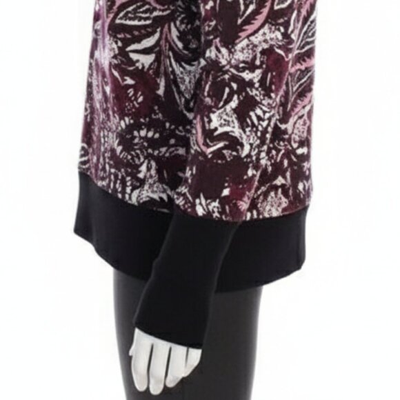 NWT Joie Womens M Burgundy Caleigh Floral Paisley Sweatshirt Crop Cotton - Picture 6 of 13